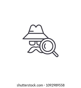 Detective linear icon concept. Detective line vector sign, symbol, illustration.