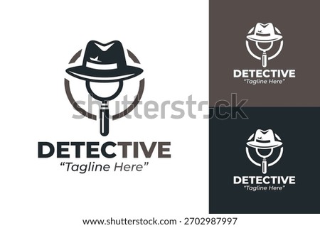 Detective logo featuring a mysterious trench coat and fedora silhouette. Suitable for mystery brands, crime units, private agencies, and media or entertainment identity.