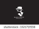 Detective logo forming a man with hat in black and white color