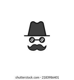 Detective logo gentleman hat mustache and glass.