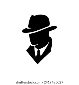 Detective Logotipo Vector negro sobre fondo blanco