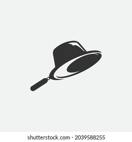 detective logo vector illustration of hat and Magnifying glass,EPS 10