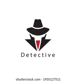 logotipo de detectives ilustración vectorial de traje y plantilla de diseño de sombrero