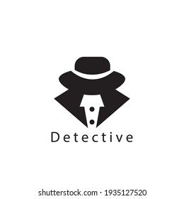 detective logo vector illustration of suit and hat design template