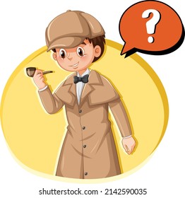 Detective looking for clues in template illustration