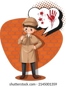 Detective buscando pistas en la ilustración de plantilla