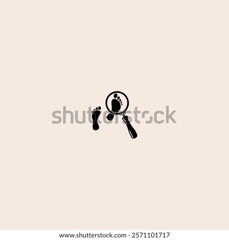 Detective loupe and footprints icon flat vector design.