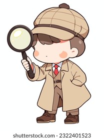 A detective with a magnifying glass investigating a crime scene