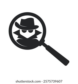 detective with magnifying glass logo vector icon illustration design