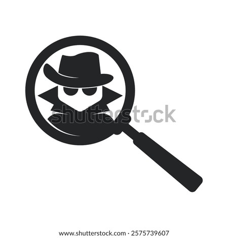 detective with magnifying glass logo vector icon illustration design
