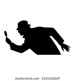 Detective with magnifying glass. Vector image