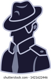 Detective male icon cartoon vector isolated icon