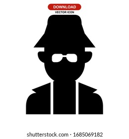 detective man icon or logo isolated sign symbol vector illustration - high quality black style vector icons
