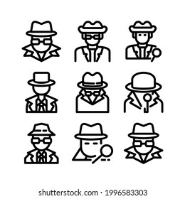icono de detective man o logotipo símbolo de señas aislado ilustración vectorial - Colección de iconos vectoriales de estilo negro de alta calidad
