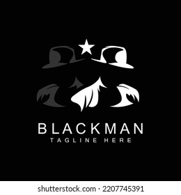 Detective Man Logo Design, Mafia Detective Fashion Tuxedo And Hat Illustration Vector, BlackMan Businesman Icon