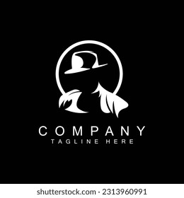 Detective Man Logo Design, Mafia Detective Fashion Tuxedo And Hat Illustration Vector, BlackMan Businesman Icon