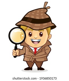 detective mascot cartoon in vector