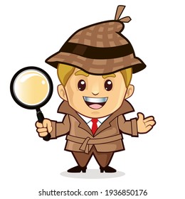 Detective Mascot Cartoon In Vector