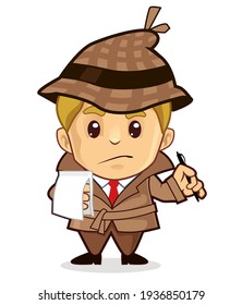 Caricatura de detective mascota en vector