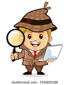 detective mascot cartoon in vector
