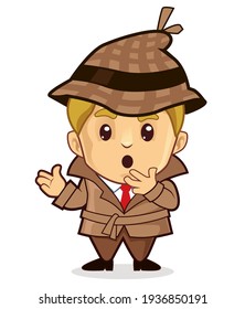 Caricatura de detective mascota en vector