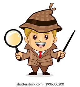 detective mascot cartoon in vector