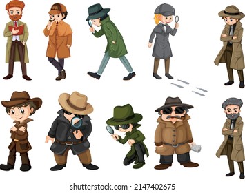 detective mascot cartoon in vector