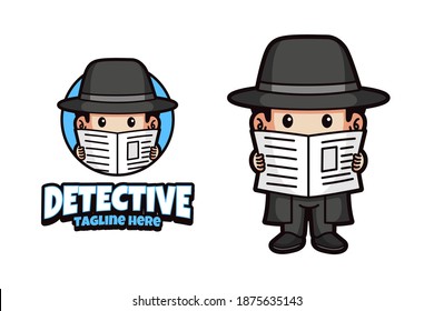 Detective mascot logo design isolated background