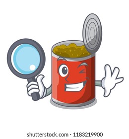 Detective metal food cans on a cartoon