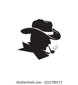 detective with moustache simple icon illustration design