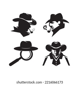 detective with moustache simple icon illustration design