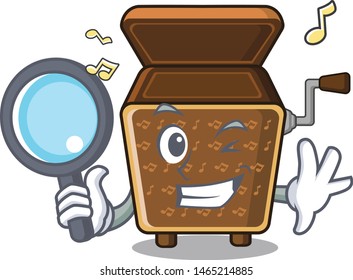 Detective music box isolated with the cartoon