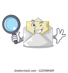 Detective open envelope greeting posters on character