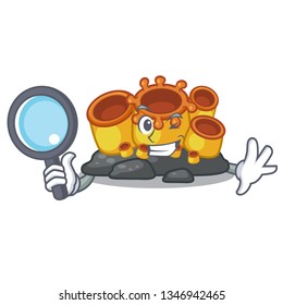 Detective orange sponge coral isolated with cartoon