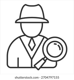 Ilustração do Vetor de Ícone de Contorno do Detetive