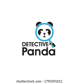 detective panda logo, creative loops and panda face vector