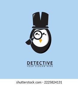 diseño de icono del logo del pingüino detective. una combinación de pingüino y detective. diseño simple de vector plano. adecuado para la educación, actividades al aire libre, etc.