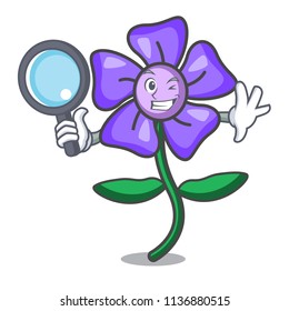 Detective periwinkle flower character cartoon