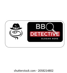detective pig bbq vector logo image