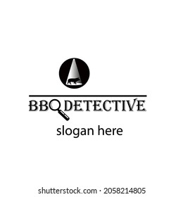 imagen del logotipo del vector de bbq de cerdo de detective