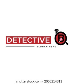 imagen del logotipo del vector de bbq de cerdo de detective