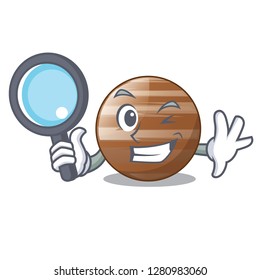 Detective planet ray jupiter above sky cartoon