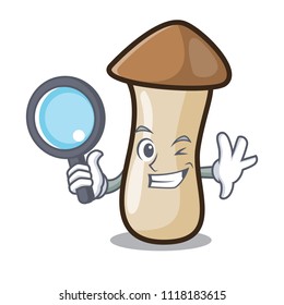 Detective pleurotus erynggi mushroom character cartoon