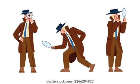 detective police vector. investigation crime, investigator board, office criminal, mystery mafia detective police character. people flat cartoon illustration