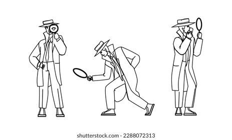 detective police vector. investigation crime, investigator board, office criminal, mystery mafia detective police character. people Illustration