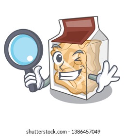 Detective pork rinds in a cartoon jar