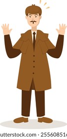 Detective Profession Cartoon Illustration. Isolated on White Background. Vector Character Design.