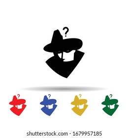 Cuestiona el icono multicolor blanco y negro. Glifo simple, vector plano de iconos de crustáceos para ui y ux, sitio web o aplicación móvil