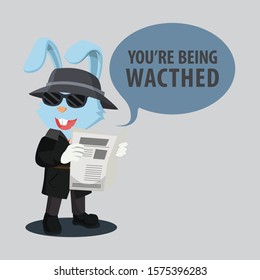 Detective rabbit is reading a newspaper vector