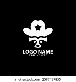 detective racoon logo design vector